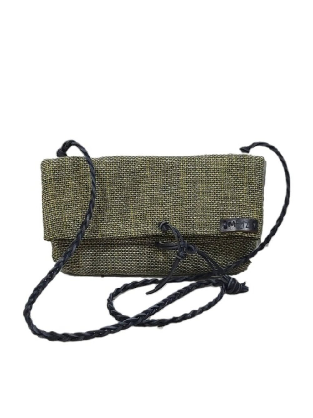 MERCI Handmade Woven & Braided Leather Fold-Over Crossbody Handbag